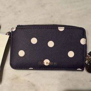 Ted Baker Lulu Blue and Cream Polka Dot Wallet
